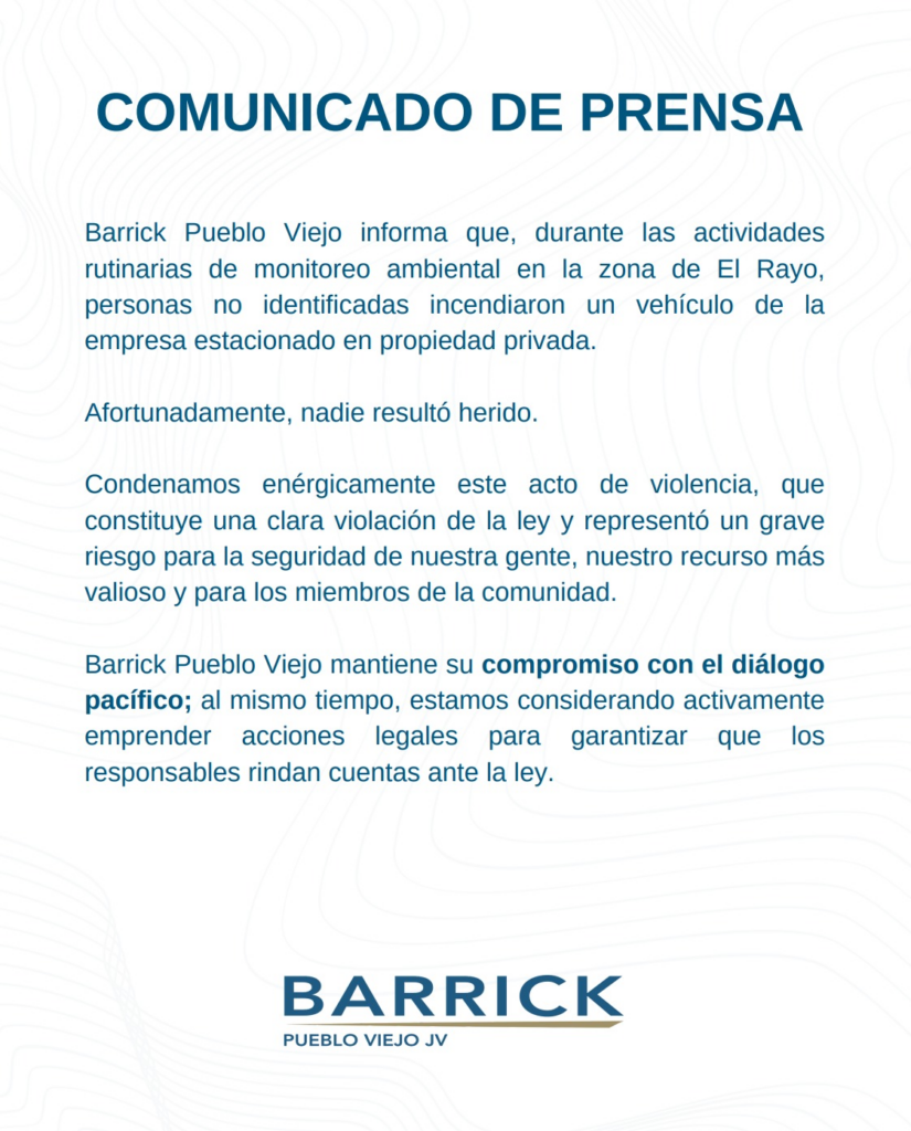 Incendio vehículo Barrick Pueblo