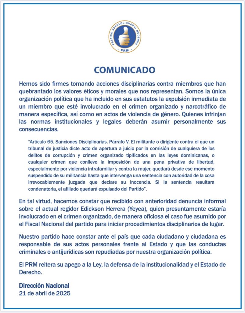comunicado del prm