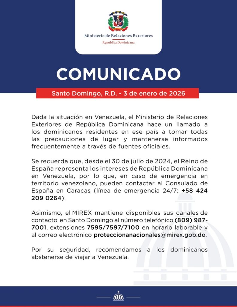 📌 comunicado a los dominicanos en venezuela dada la situación en venezuela, el ministerio de re