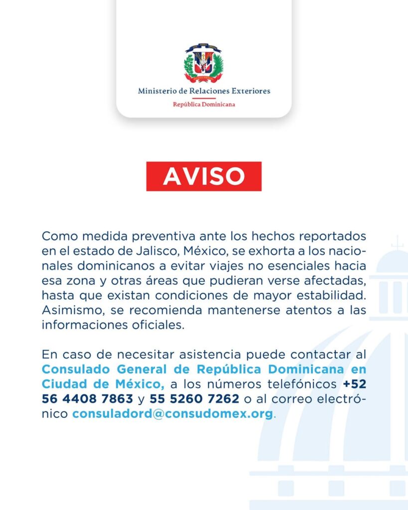 📢 avisocomo medida preventiva ante los hechos reportados en el estado de jalisco, méxico, se ex