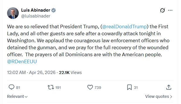 Reacción oficial y solidaridad dominicana